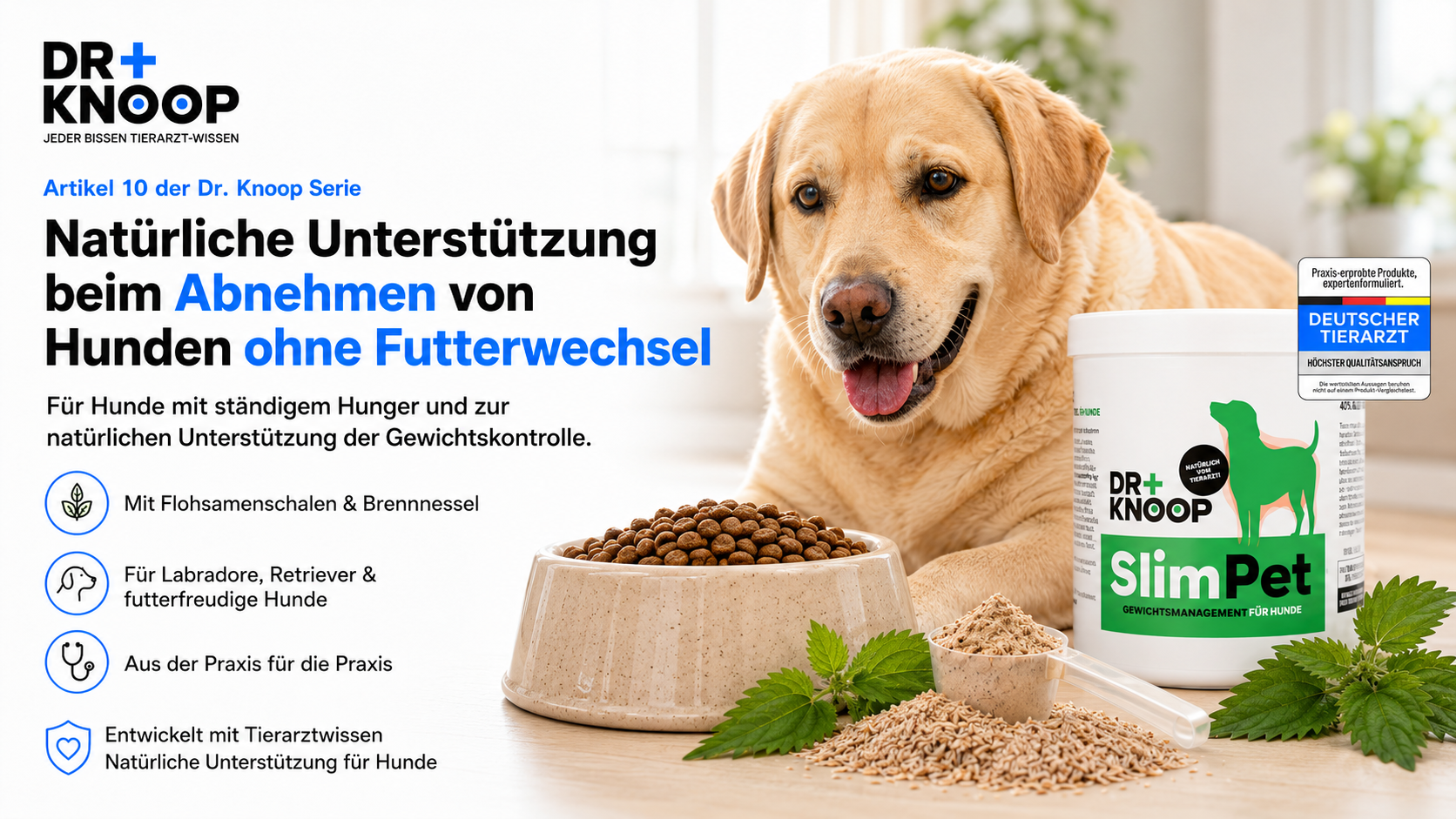 Hund abnehmen ohne Futterwechsel – Dr. Knoop Tiergesundheit für Hunde und Katzen drknoop slimpet